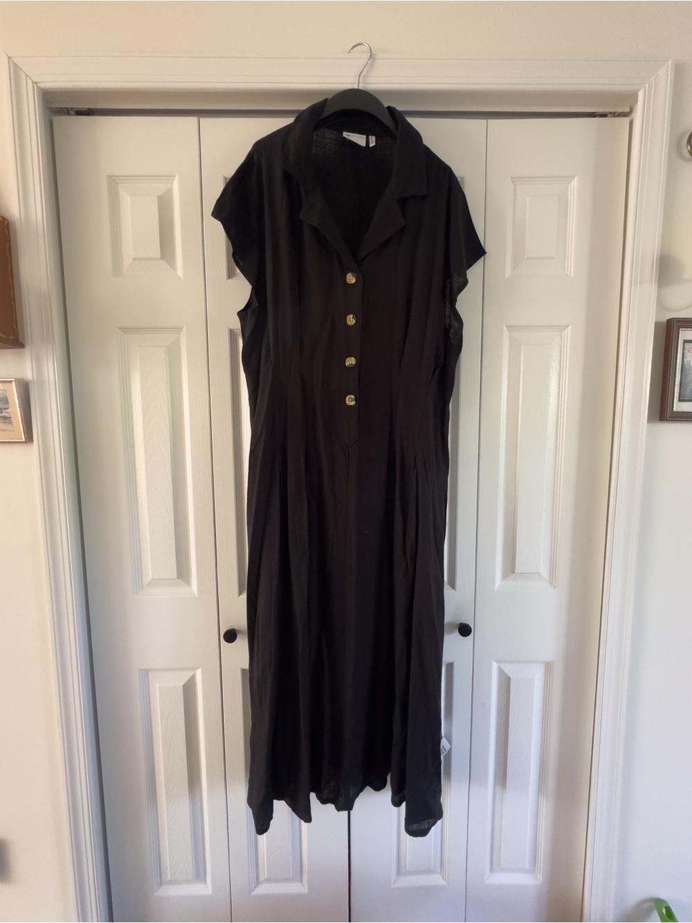ASOS Design Black Collared Dress with Button Front